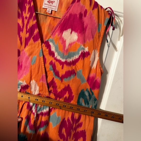 BANJANAN [Revolve] Becca Ikat Dress in Spice SMALL 100% Cotton Sleeveless Tiered - Picture 9 of 16